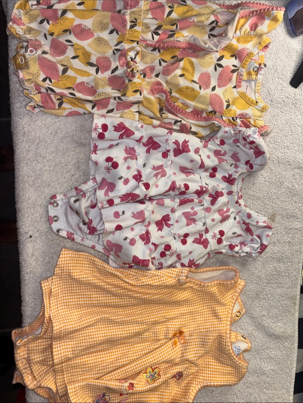 child of mine Baby Girls' Romper Set in Pink, Yellow & White
